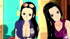 Nico robin cosplay pornô com uma loira linda fazendo anal